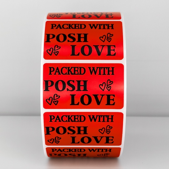 Packed With Posh Love Stickers | Purple Labels for Poshmark Packaging - Picture 1 of 11